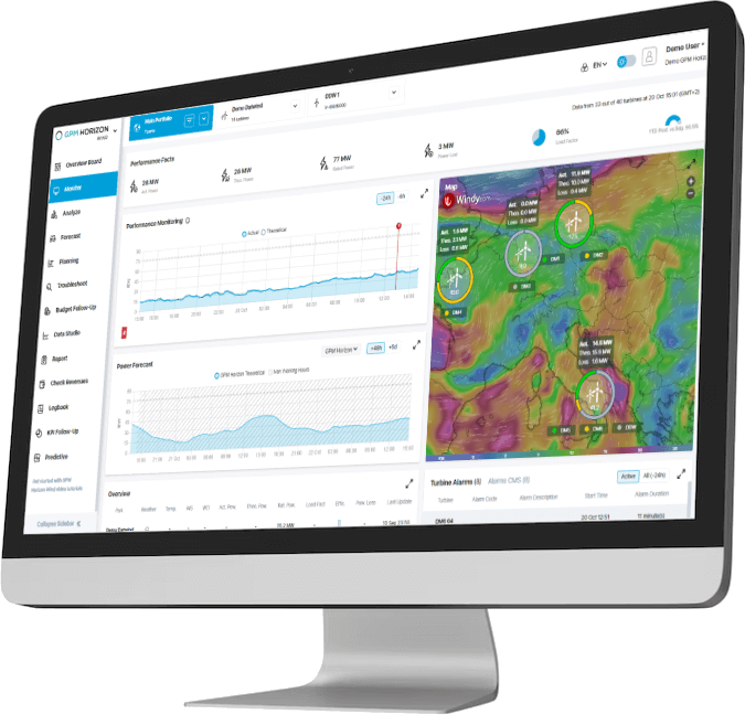 a monitor showing the GPM horizon software