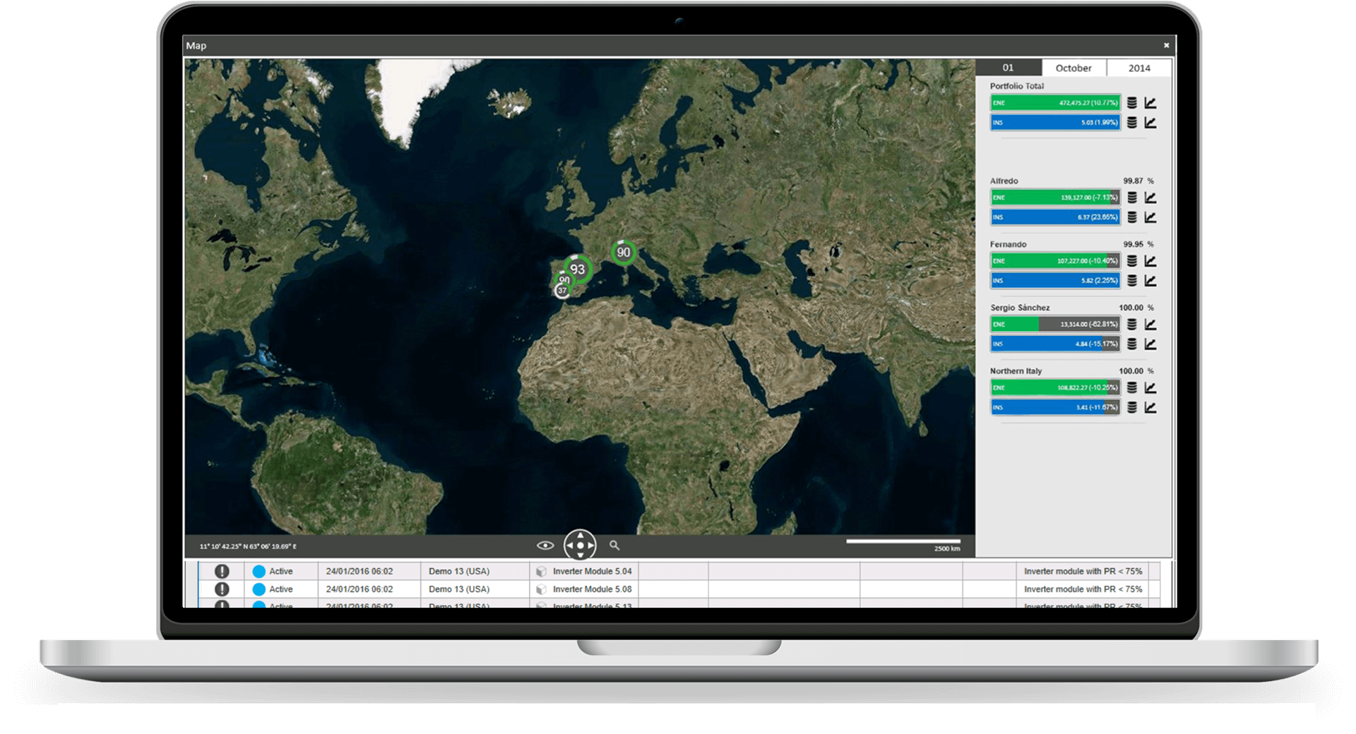 a monitor showing the control room part of GPM Plus software