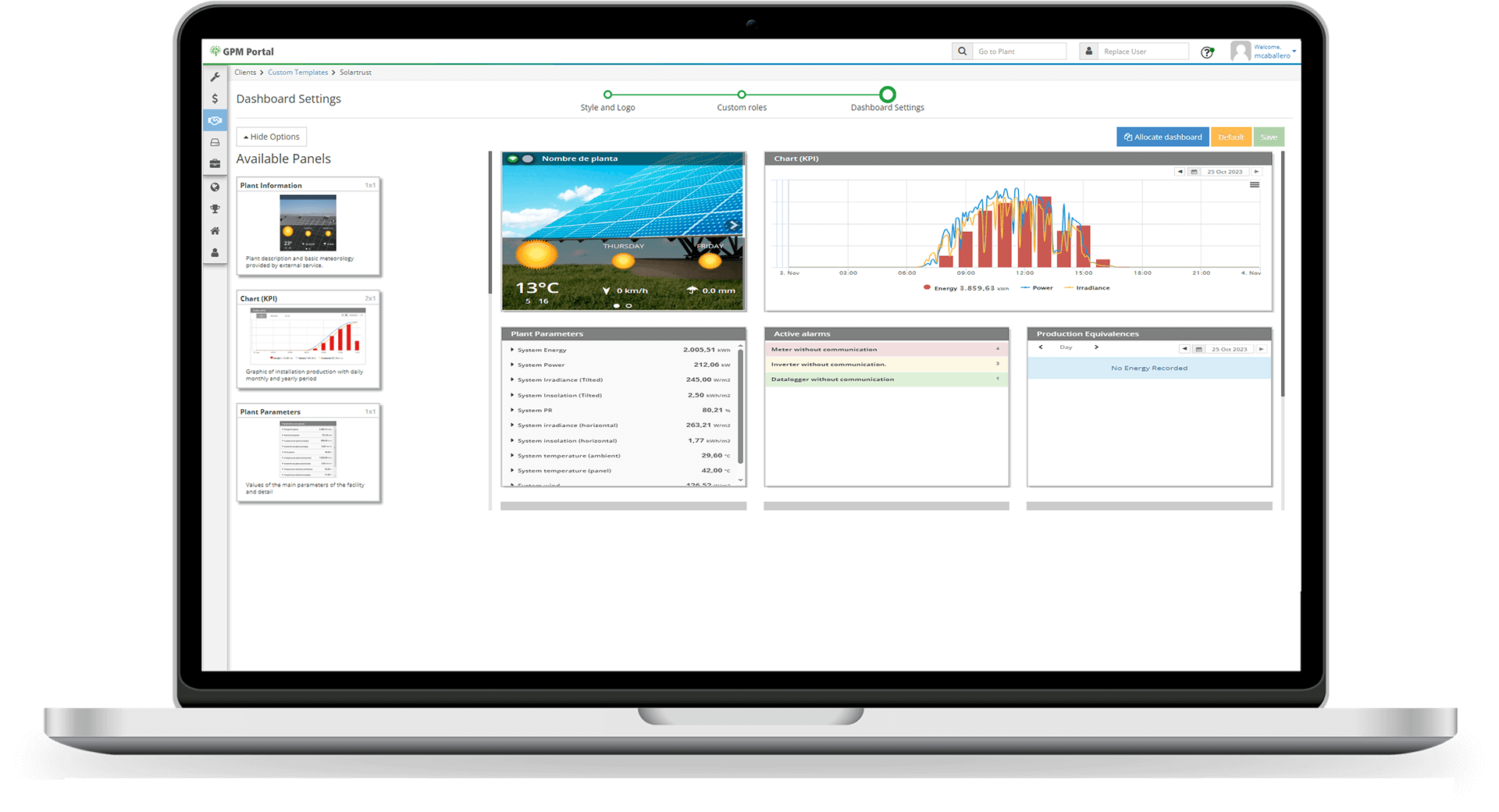 A monitor showing the GPM Portal software and the asset management