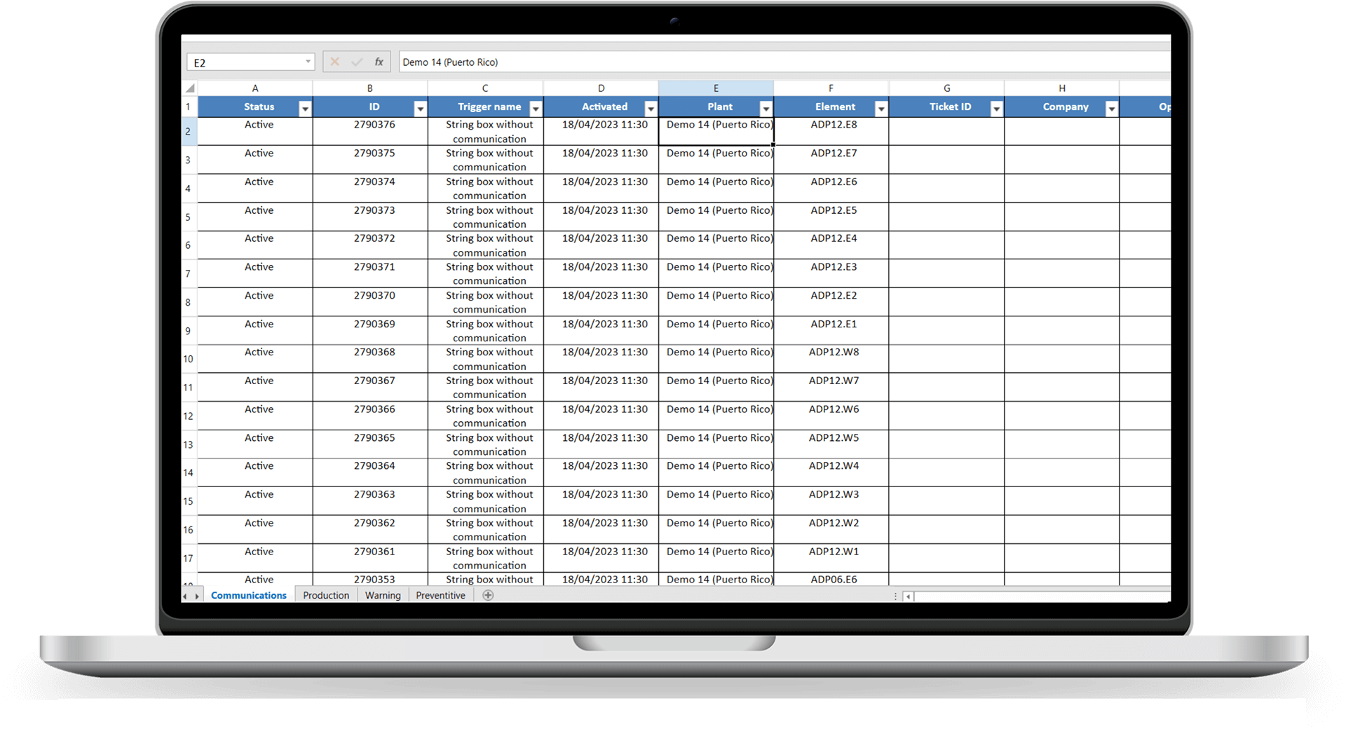 a monitor showing the automated reporting part of the GPM Plus software
