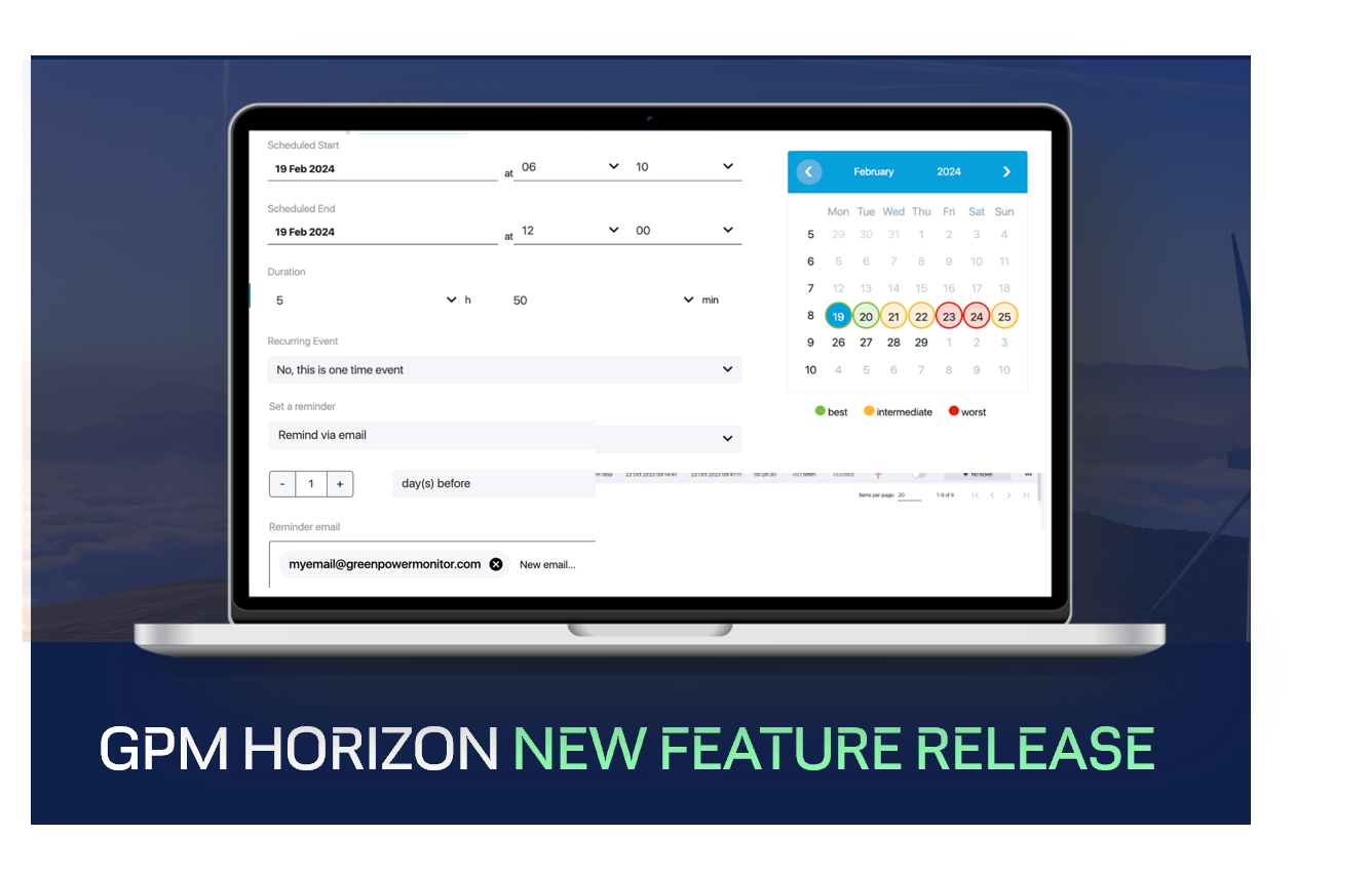 New Horizon feature: Smart turbine event planning for visual timeslot optimization