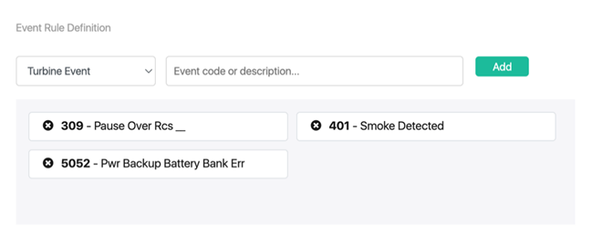 Event Notifications

Providing instant notifications to the users about what is currently happening to the turbines in their portfolio. There are 2 types of events available:

Turbine Events → triggered by codes received from the turbine.